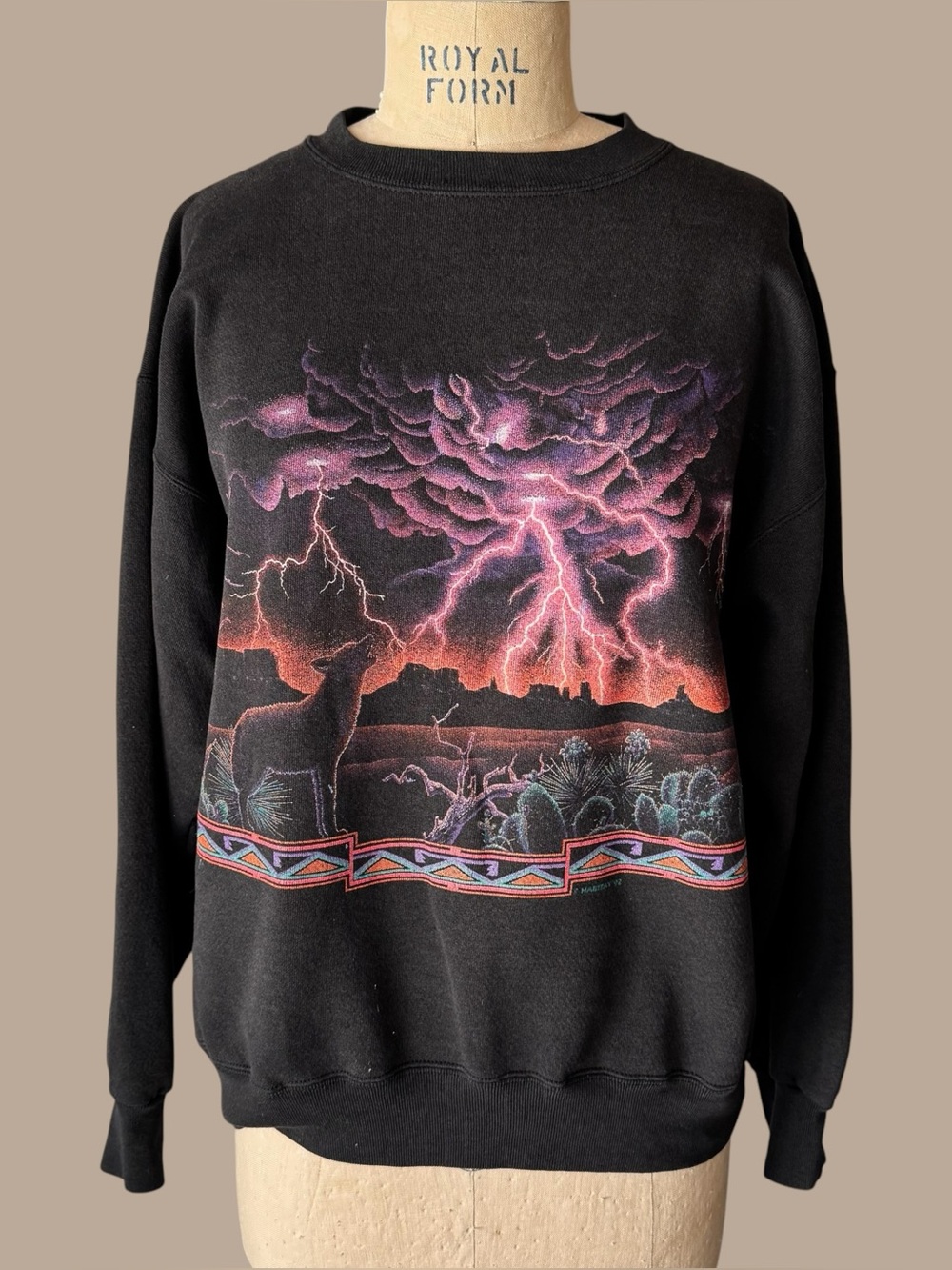 Vintage 90s Habitat Southwestern Coyote Graphic Crewneck Sweatshirt